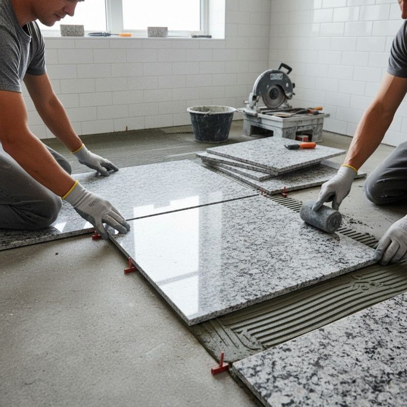 Blue Granite Tile Installation